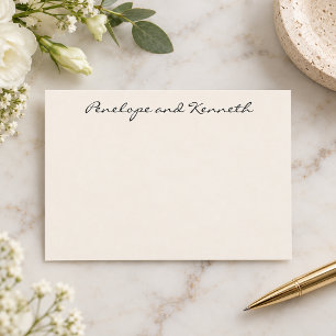 Tarjeta De Agradecimiento Moderno Minimalista Negro Crema Cursiva Simple