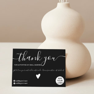 Tarjeta De Agradecimiento Moderno minimalista negro sobre blanco agradecimie
