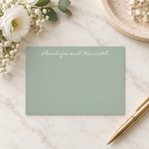 Tarjeta De Agradecimiento Moderno Minimalista Verde Salvia Cursiva Simple