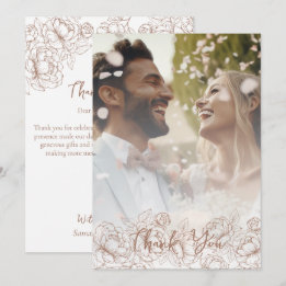 Tarjeta De Agradecimiento Moderno Mocha Mousse Boho Elegant Wedding Photo