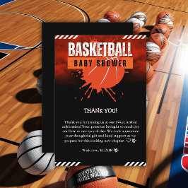 Tarjeta De Agradecimiento Moderno Naranja de baloncesto Ball Baby Shower