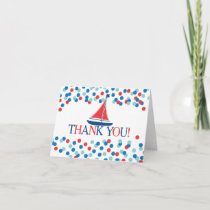 Tarjeta De Agradecimiento Moderno Nautical Sailboat Boy Baby Shower Gracias