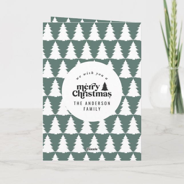 Tarjeta De Agradecimiento Moderno Navidades verdes de sabio mínimo multifoto (Reverso)