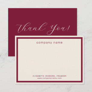 Tarjeta De Agradecimiento Moderno Negocio Corporativo Burgundy Crema