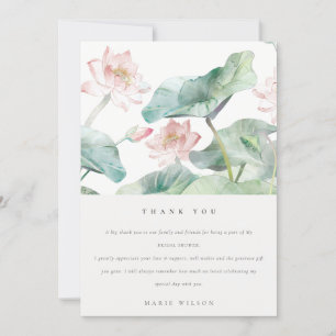 Tarjeta De Agradecimiento Moderno Pastel Rosa Verde Nenúfar Despedida de Sol
