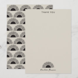 Tarjeta De Agradecimiento Moderno Patrón de arte abstracto negro y beige del