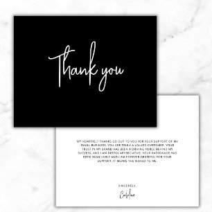 Tarjeta De Agradecimiento Moderno Personalizado blanco negro mínimo Pequeña