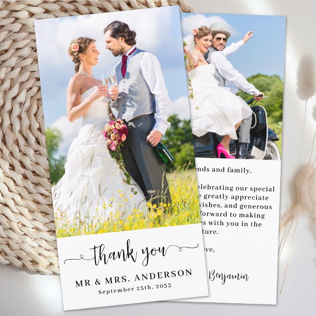 Tarjeta De Agradecimiento Moderno Personalizado simple Boda de fotografía re (Subido por el creador)