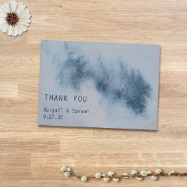 Tarjeta De Agradecimiento Moderno Resumen Slate Blue Gray Mist Watercolor