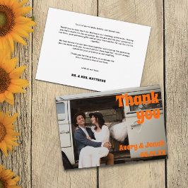 Tarjeta De Agradecimiento Moderno retro vintage negrita tipografía Boda de f