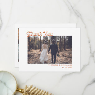 Tarjeta De Agradecimiento Moderno Retro Whimsical Photo Boda Gracias Coche