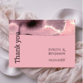 Tarjeta De Agradecimiento Moderno Rosa polvoriento y negro