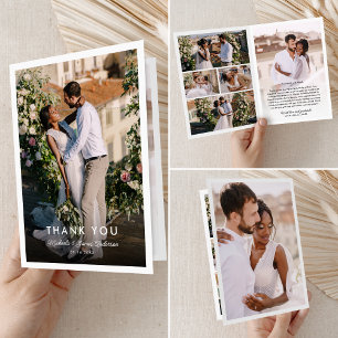 Tarjeta De Agradecimiento Moderno Script Elegante Manuscrito Boda de 7 Fotos