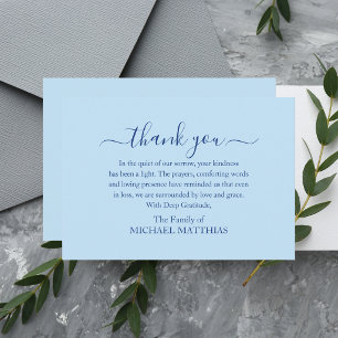 Tarjeta De Agradecimiento Moderno Simple Elegante Funeral Azul Dolor