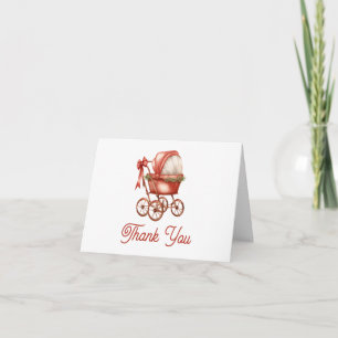 Tarjeta De Agradecimiento Moderno Stroller Merry Pequeños Navidades Baby Sho