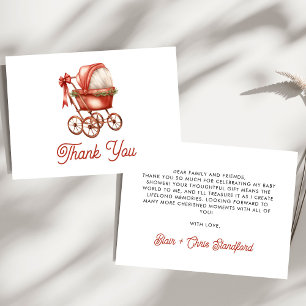 Tarjeta De Agradecimiento Moderno Stroller Merry Pequeños Navidades Baby Sho