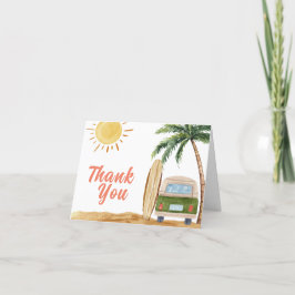 Tarjeta De Agradecimiento Moderno Summer Boho Surf Beach Van Baby Shower
