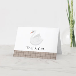 Tarjeta De Agradecimiento Moderno Swan Plaid Gingham Boy Baby Shower