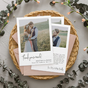 Tarjeta De Agradecimiento Moderno Texto Gris Limpio Personalizado Foto Boda