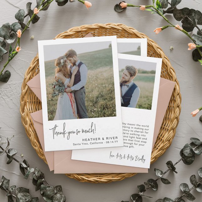 Tarjeta De Agradecimiento Moderno Texto Gris Limpio Personalizado Foto Boda (Subido por el creador)