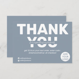 Tarjeta De Agradecimiento Moderno y audaz orden azul polvoriento gracias