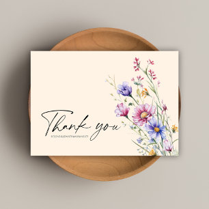 Tarjeta De Agradecimiento Moderno y caprichoso Boda de flores silvestres