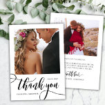 Tarjeta De Agradecimiento Moderno y caprichoso guión gigante 2 Boda de fotos<br><div class="desc">Moderna Boho Moda caprichosa Enorme caligrafía dorada Script 2 Photo Boda Tarjeta de agradecimiento. Elegante plantilla de boda de agradecimiento con una foto vertical en la parte delantera con el texto "Gracias" en una tipografía con letras a mano rápida y caprichoso guión de broche de fondo de cola de abertura...</div>