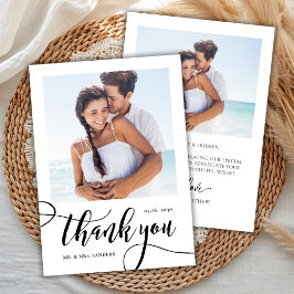 Tarjeta De Agradecimiento Moderno y caprichoso guión gigante 2 Boda de fotos