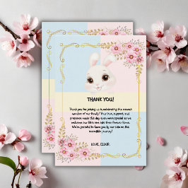 Tarjeta De Agradecimiento Moderno y elegante Baby Shower de conejo blanco