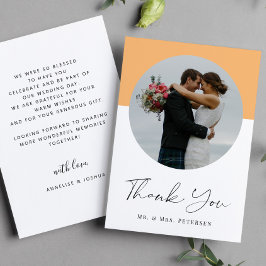 Tarjeta De Agradecimiento Moderno y elegante boda de foto de guión sencillo
