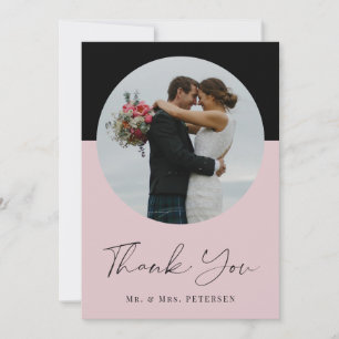 Tarjeta De Agradecimiento Moderno y elegante boda de foto de guión sencillo