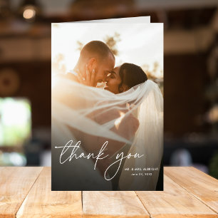 Tarjeta De Agradecimiento Moderno y elegante Boda de fotografía retrato simp