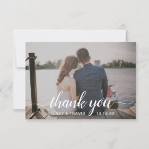 Tarjeta De Agradecimiento Moderno y elegante Boda de fotografías de guiones