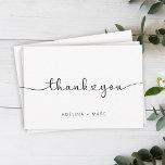 Tarjeta De Agradecimiento Moderno y elegante Boda de guiones de corazones si<br><div class="desc">Moderno y lindo agradecimiento nota con elegante caligrafía de guión de corazón y su nombre personalizado a continuación.</div>