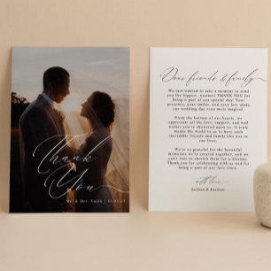 Tarjeta De Agradecimiento Moderno y elegante Boda fotográfico de guiones