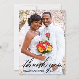 Tarjeta De Agradecimiento Moderno y elegante Boda fotográfico de guiones de 