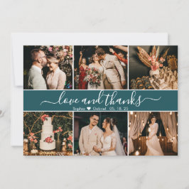 Tarjeta De Agradecimiento Moderno y elegante Collage de fotos Verde azulado 