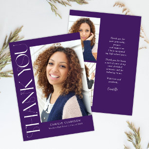 Tarjeta De Agradecimiento Moderno y elegante graduación vertical de tres fot