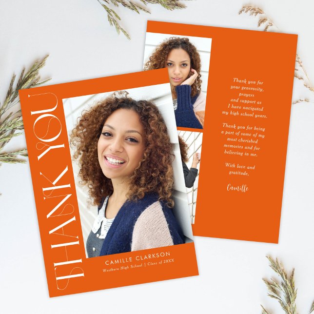 Tarjeta De Agradecimiento Moderno y elegante graduación vertical de tres fot (Subido por el creador)