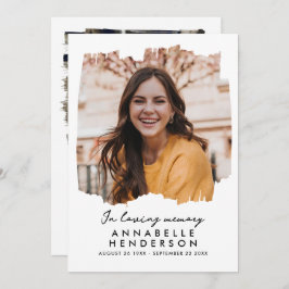 Tarjeta De Agradecimiento Moderno y elegante guión 2-Photo Funeral/Memorial