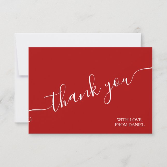 Tarjeta De Agradecimiento Moderno y elegante rojo de lujo (Anverso)