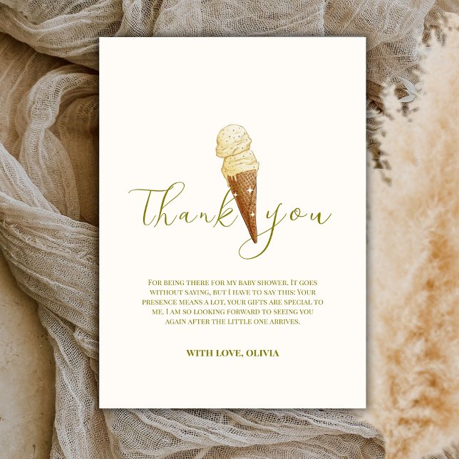 Tarjeta De Agradecimiento Moderno y elegante Scoop Ice Cream Baby Shower (Modern Elegant Scoop Ice Cream Baby Shower Thank You Card)
