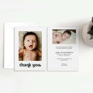Tarjeta De Agradecimiento Moderno y moderno 2 fotos de bebés Gracias