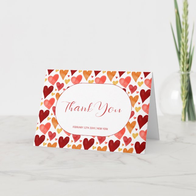 Tarjeta De Agradecimiento Moderno y pequeño amor Valentine Baby Shower (Anverso)