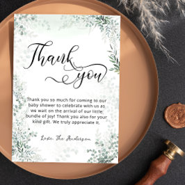 Tarjeta De Agradecimiento Moderno y sencillo Eucalyptus Greenery Baby Shower