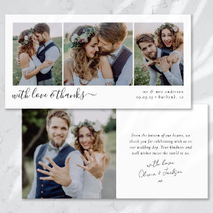 Tarjeta De Agradecimiento Moderno y simple Boda de cuatro fotos