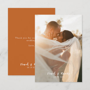 Tarjeta De Agradecimiento Moderno y simple Boda de fotografía de Terracota M