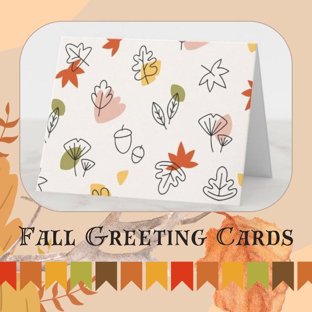 Tarjeta De Agradecimiento Moderno y simple caída otoño patrón otoño en blanc (Subido por el creador)