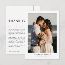 Tarjeta De Agradecimiento Moderno y simple con Boda de fotos