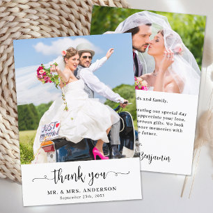 Tarjeta De Agradecimiento Moderno y simple Personalizado de Moda corta Boda